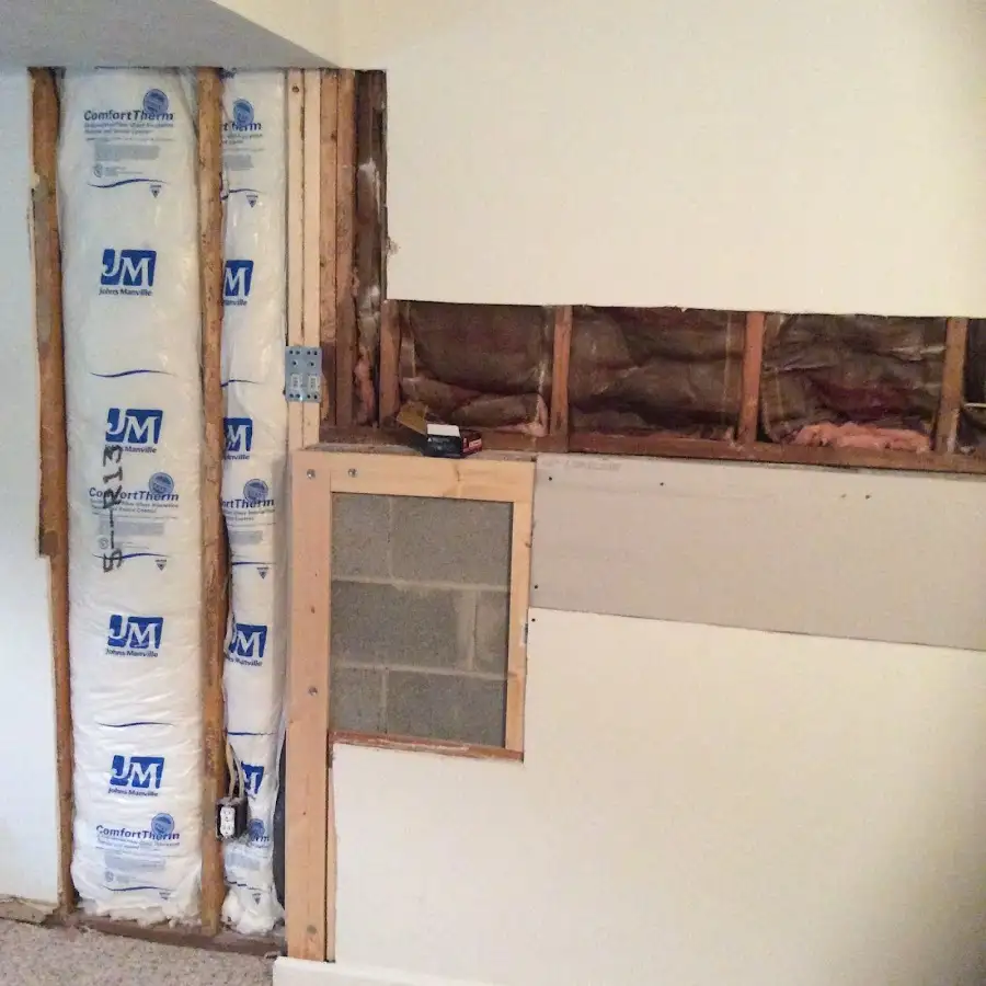 Wall insulation replacement during Basement Flood Cleanup in Brownfield